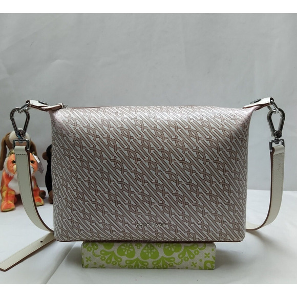 Cole Haan Light Gray Brown Zipper Closure Crossbody Bag - Picture 1 of 16